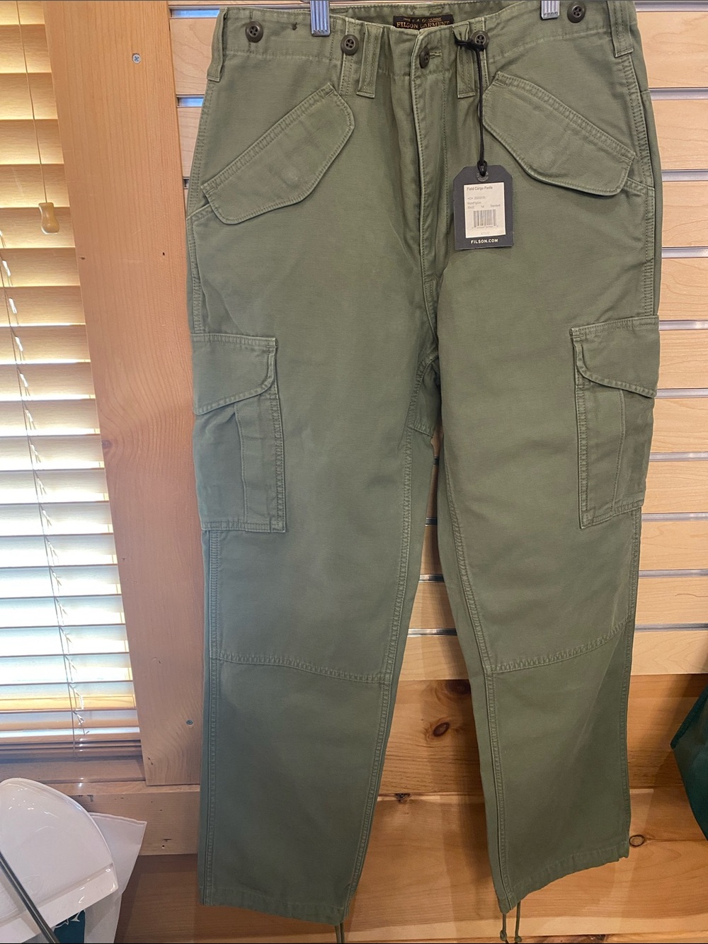 Filson Olive Green Cargo Pants with Multiple Utility Pockets
